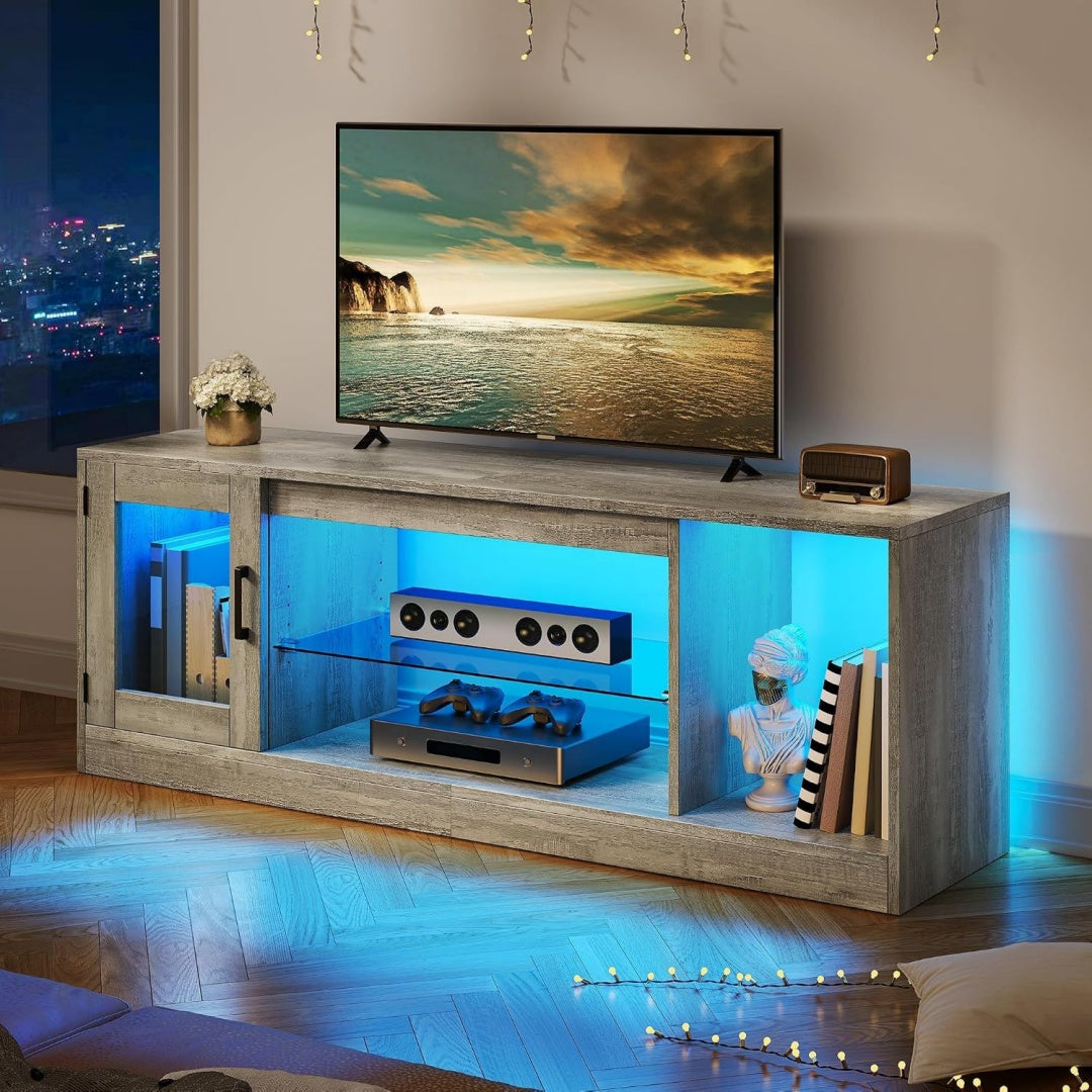 Vitrine d'exposition marron verre 148 cm, rangement design moderne