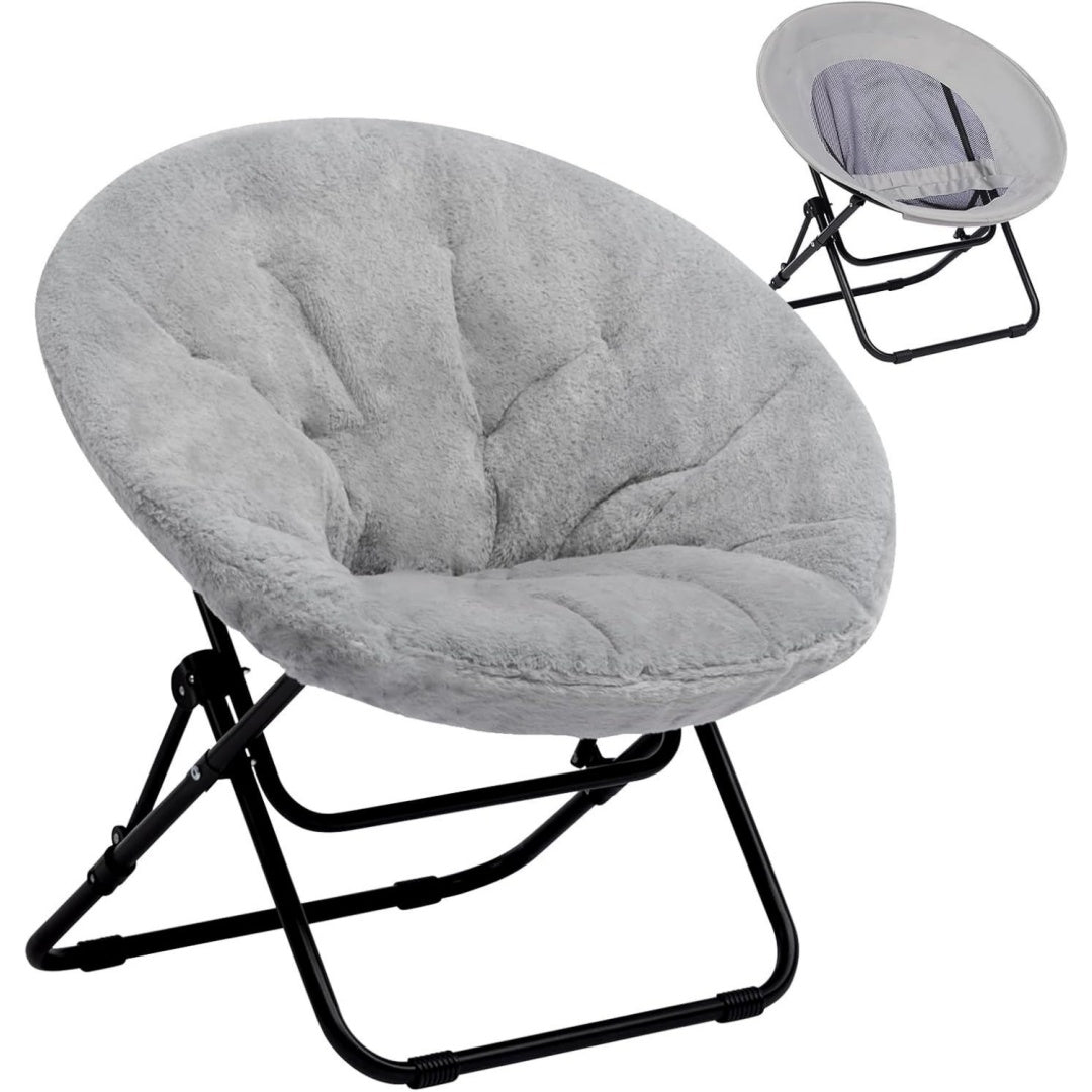 Chaise pliante gris en metal style moderne 28.74 x 21.65 x 20.87 cm