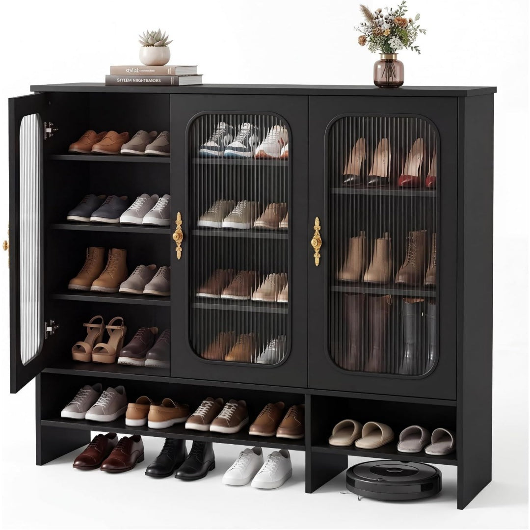 Penderie a chaussures noir 5 etageres, ideal pour salon et cuisine