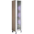 Pratique, vitrine dexposition gris en bois avec etageres et 1 porte