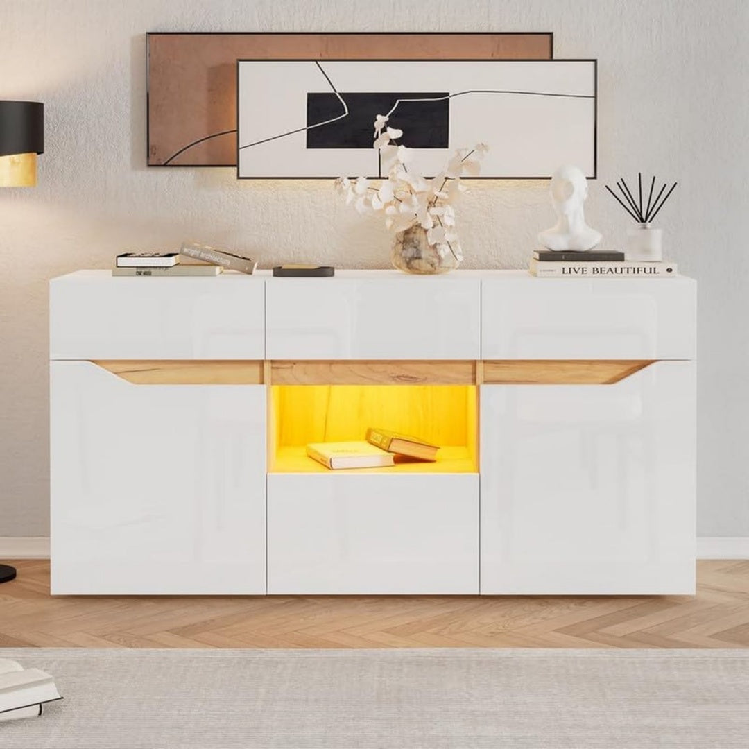 Buffet gris clair moderne en panneau de particules