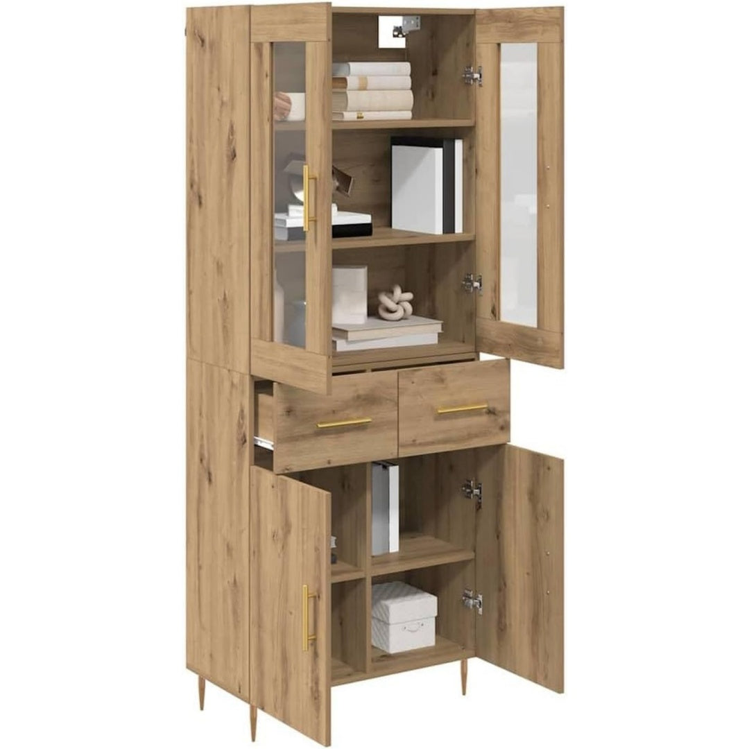 Buffet haut en chene et verre marron
