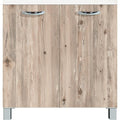 Rangement sur pied beige en panneau de particules, portes & 2 portes