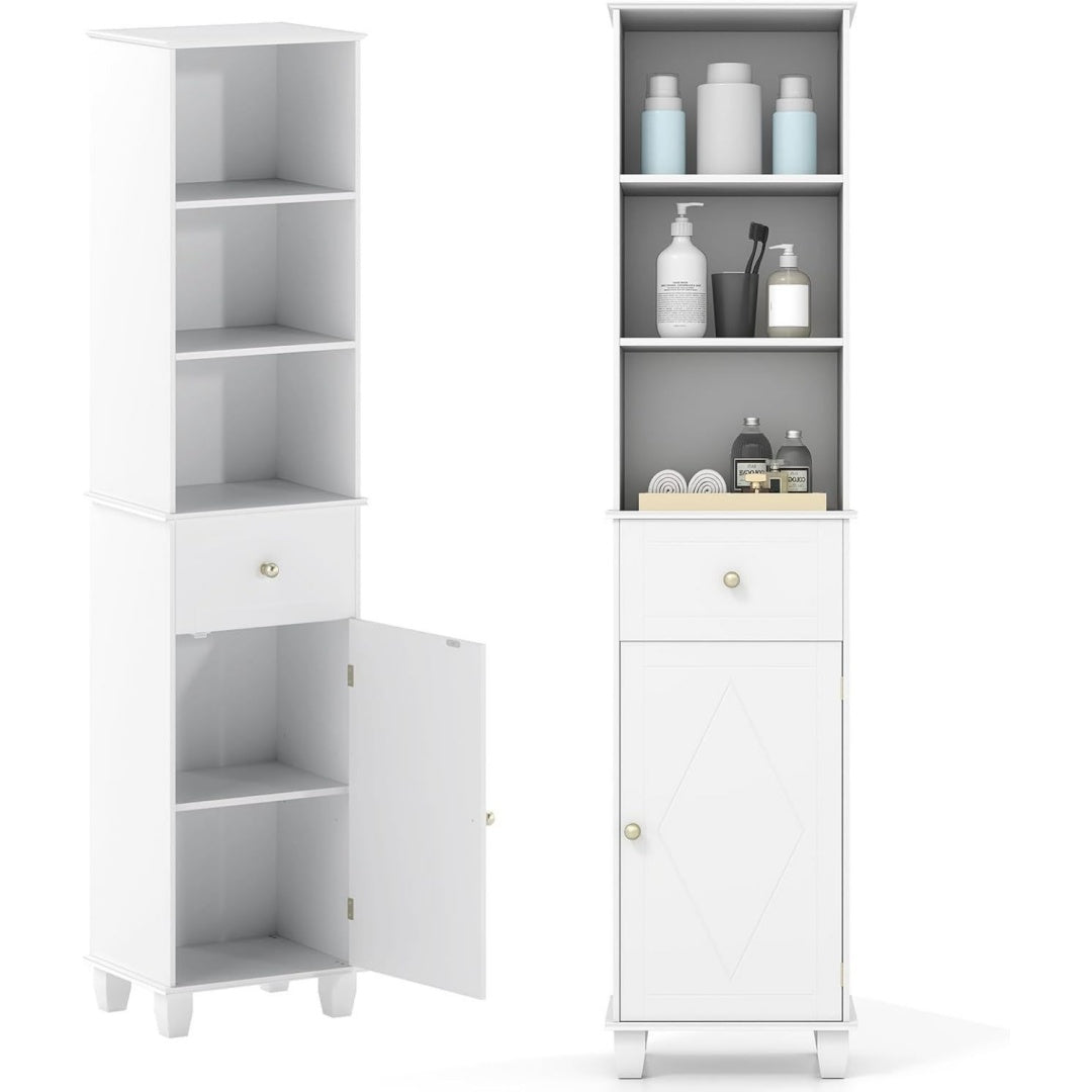 Colonne de rangement gris clair design elegant 40 x 30 x 172 cm