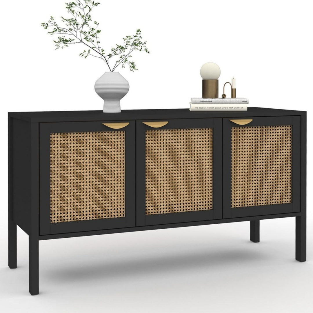Enfilade esprit fermier en bois ingenierie marron a 3 portes