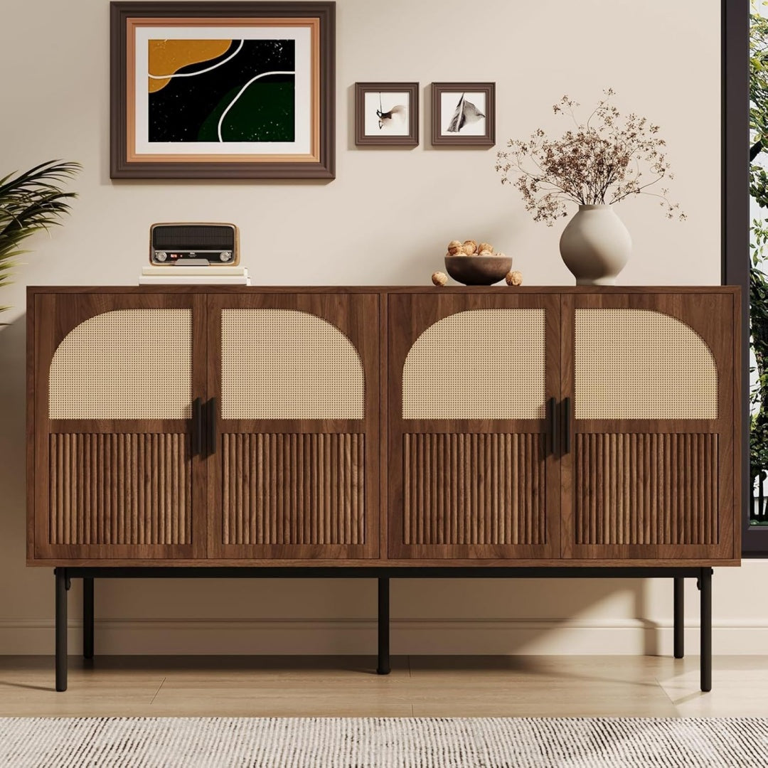 Buffet marron en noyer et MDF de qualite