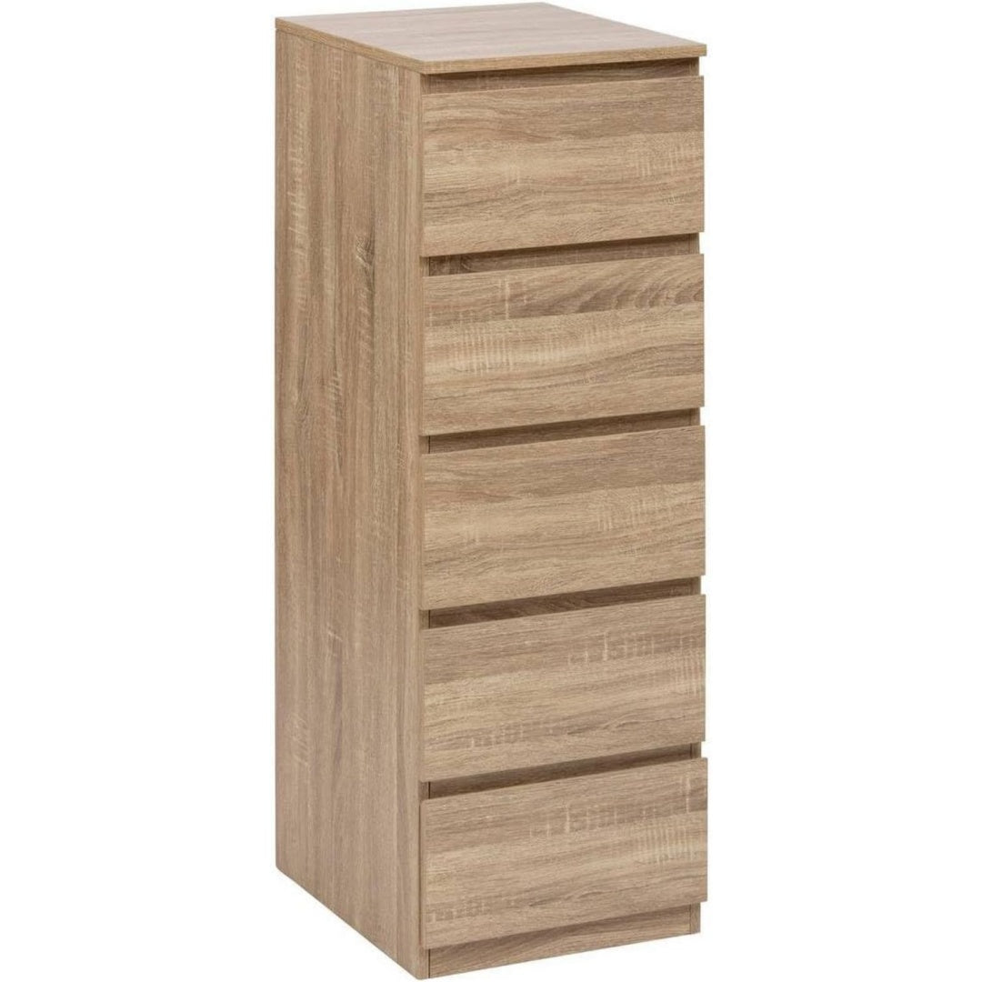 Chiffonnier rangement marron 5 tiroirs minimaliste