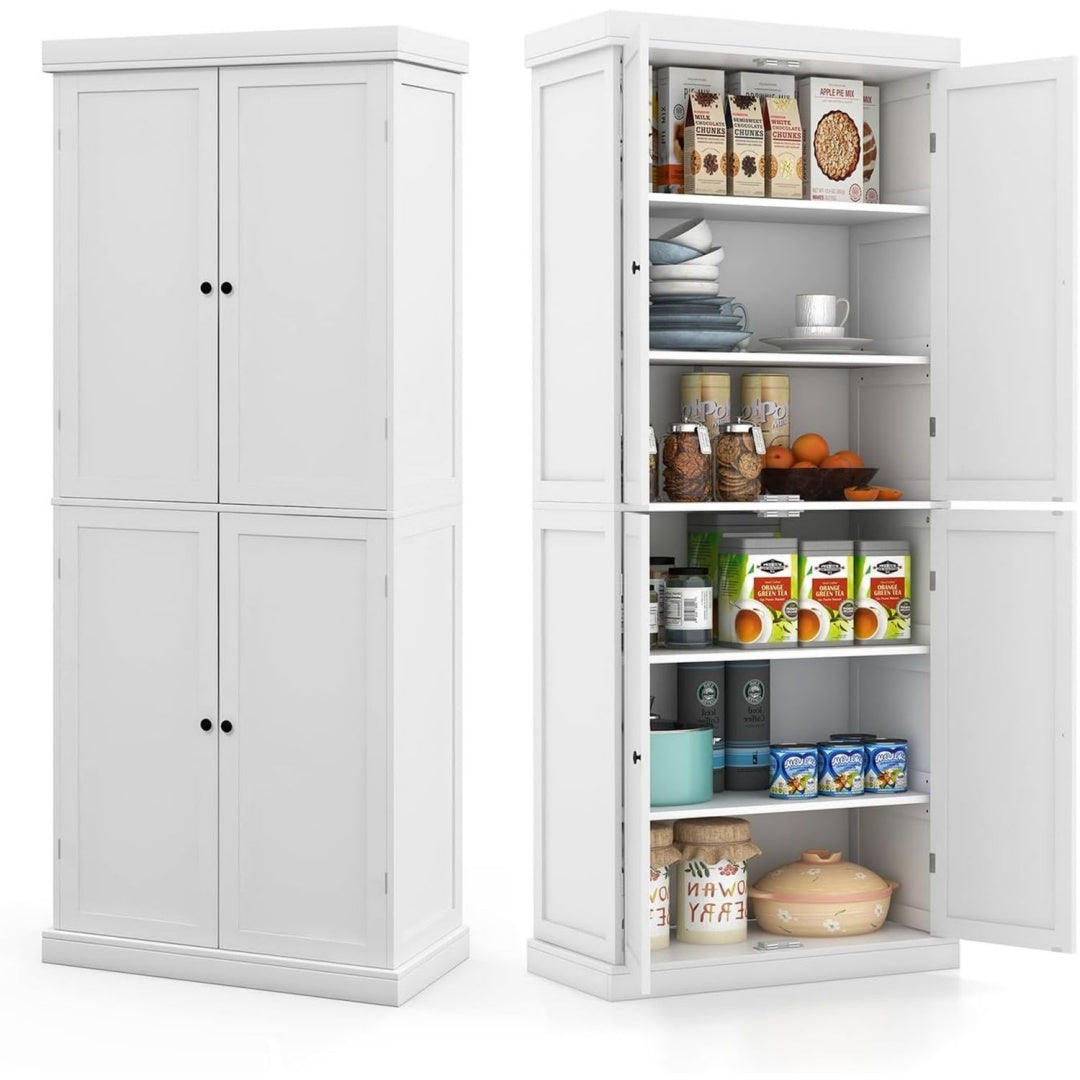 Credence gris clair 76 cm, a 4 portes esprit fermier en MDF