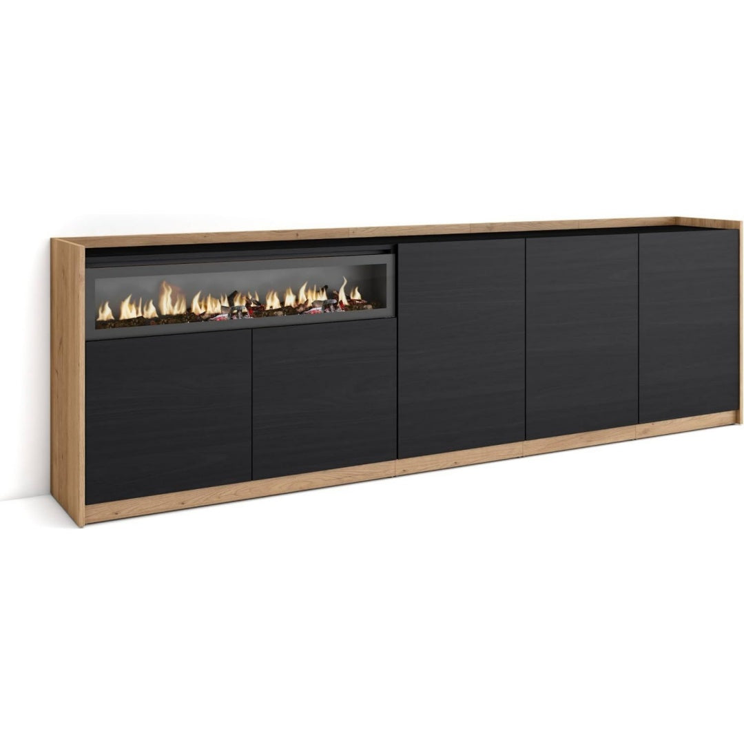 Buffet moderne finition chene gris fonce 260 x 80 x 37 cm