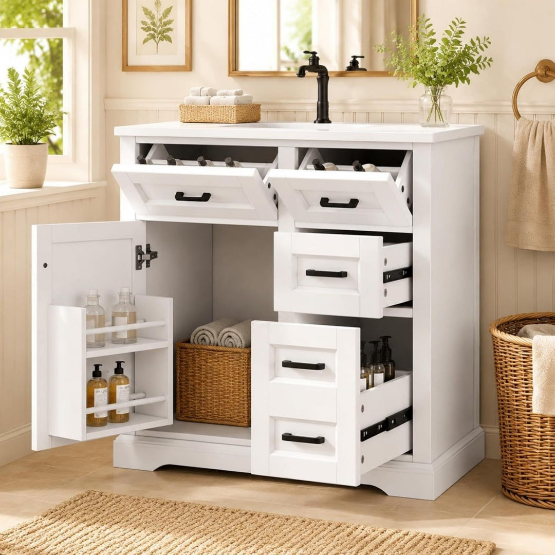 Gris clair epure meuble 5 tiroirs