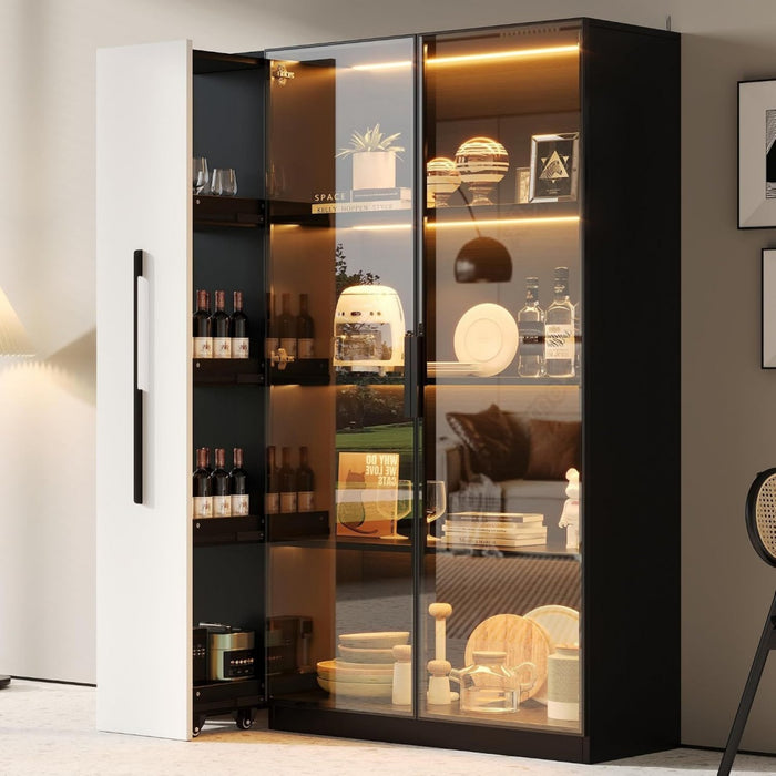 Armoire vitree gris verre 110 cm, rangement design moderne