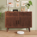 Chiffonnier marron avec 2 tiroirs et 2 portes, bois