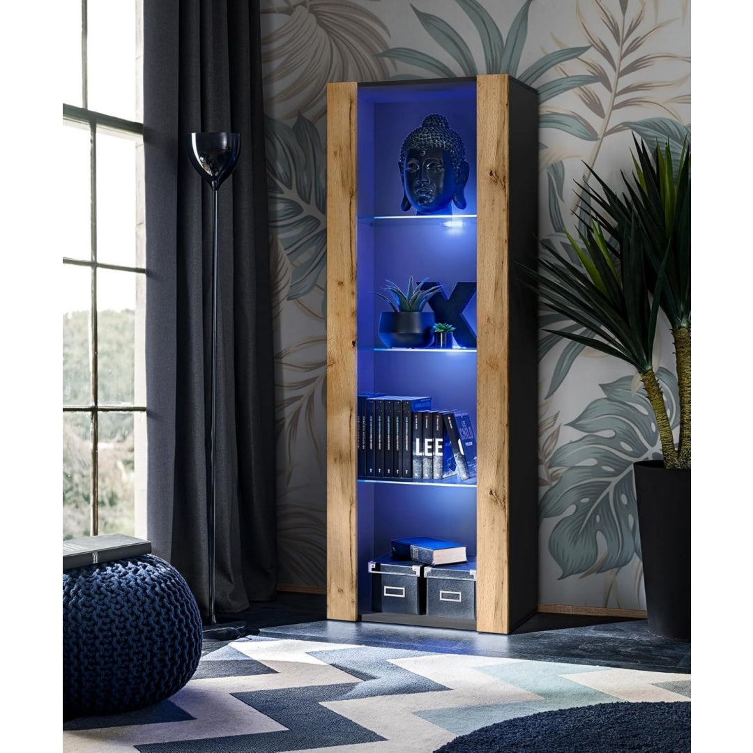 Vitrine eclairage LED noir 55 x 159 x 35 cm