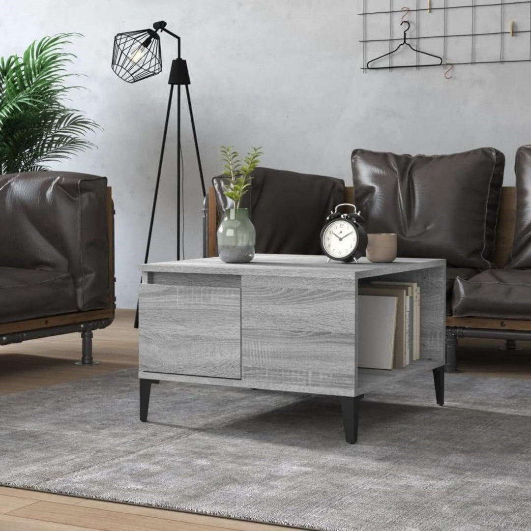 Table basse gris astucieux compartiments ouverts 55 x 55 x 36.5 cm