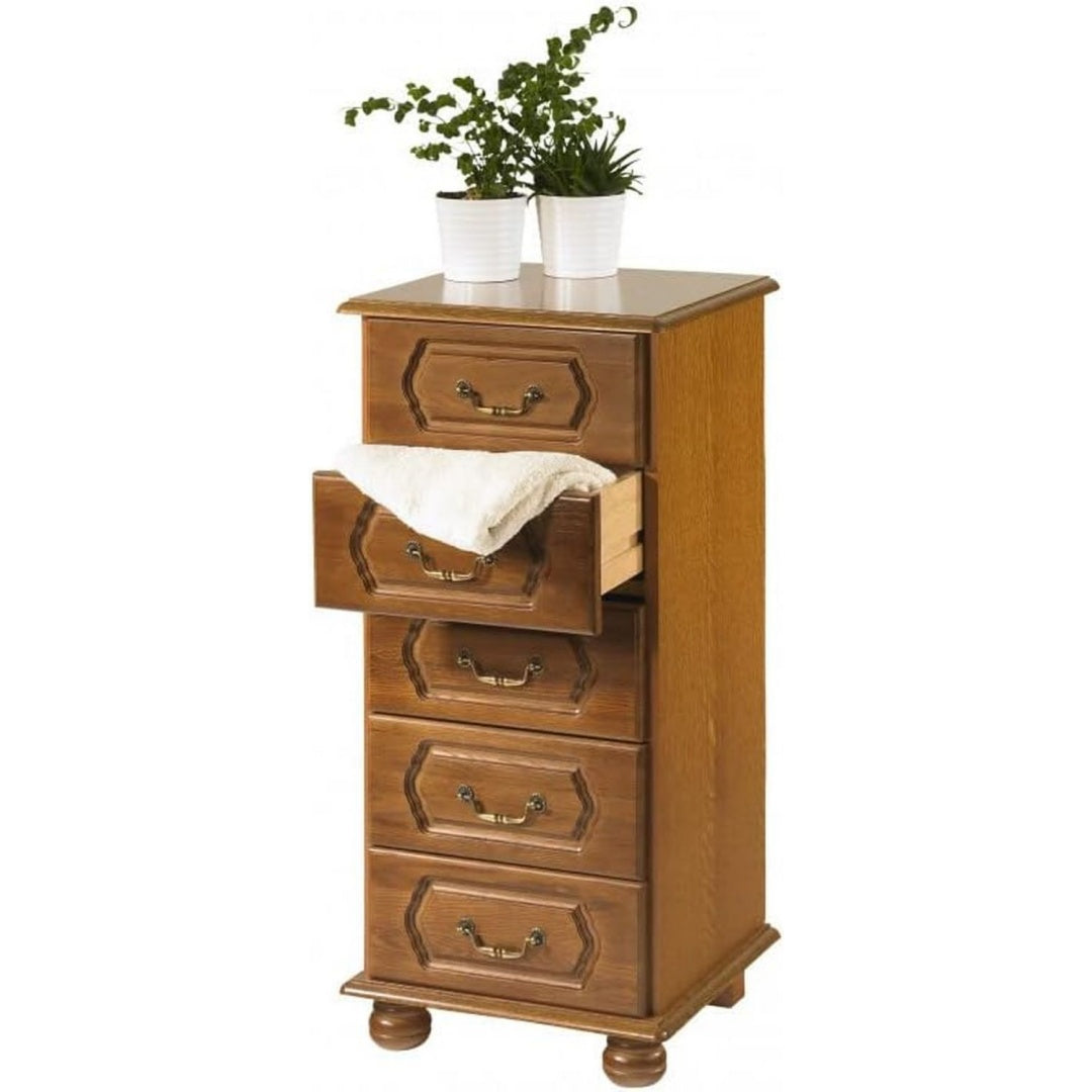 Chiffonnier rangement marron 5 tiroirs rustique