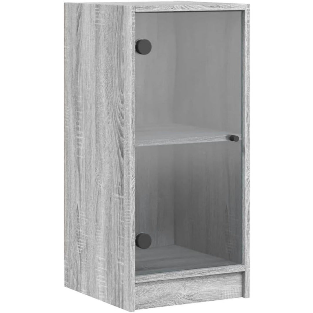 Pour salle a manger, vaisselier gris en bois grand espace de rangement
