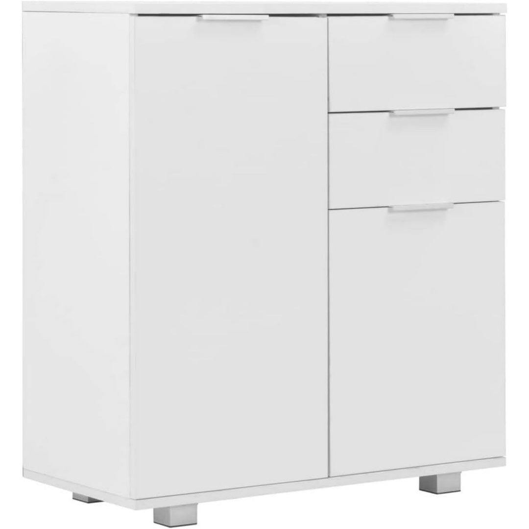 Buffet gris clair, bois d'ingenierie, 35 x 71 x 76 cm, rangement intelligent