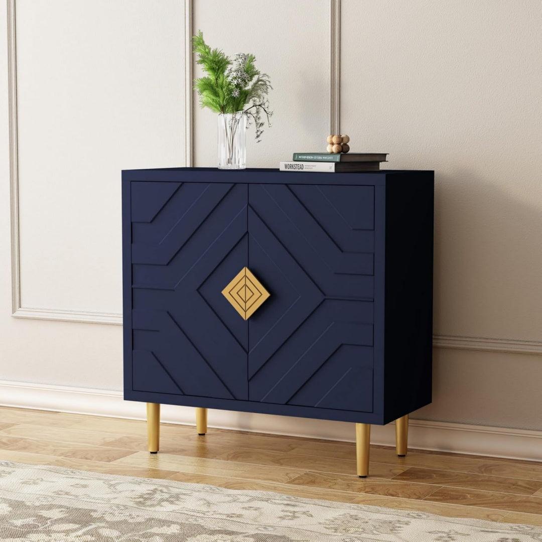 Commode haute gris bois massif 80 cm, rangement design moderne